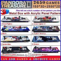 2650 Game Pandora Treasure II 3D Retro Video Arcade Console Machine Double Stick