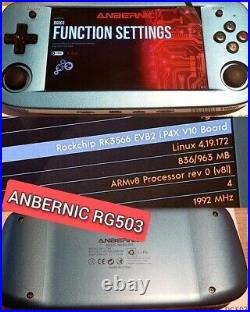 Anbernic RG503 OLED handheld retro console, 64GB (20000 games) SD, and free bag