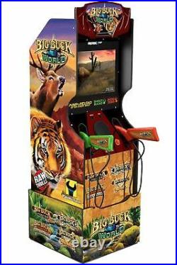 Big Buck World Arcade Shooting Game Machine Arcade1Up Riser & Marquee Retro NEW