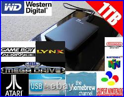 Black Nintendo Wii Console 1TB Hard Drive Retro Emulators Game 32GB SD