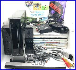 Black Nintendo Wii Console Retro Bundle with 8 Games, 2 Remotes, HDMI Adapter