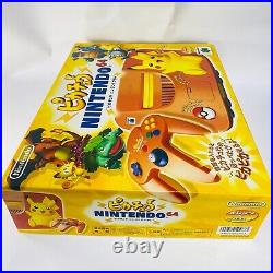 Excellent Nintendo N64 Pikachu Orange console system Pokemon Fedex retro game