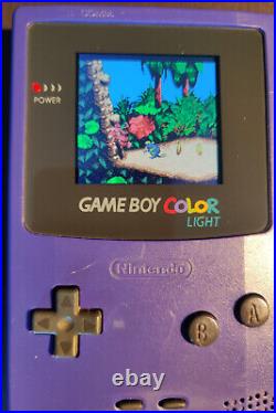 Game Boy Color Console Purple Case LCD screen gameboy handheld retro mod modded