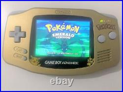 Gameboy Advance with Backlit IPS V2 Screen Mod Pokemon Gold Shell Retro Pixel