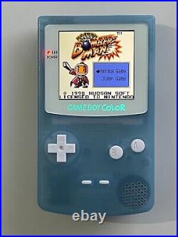 Gameboy Colour with Backlit IPS Screen Mod Custom Baby Blue Shell Q5 Retro Pixel