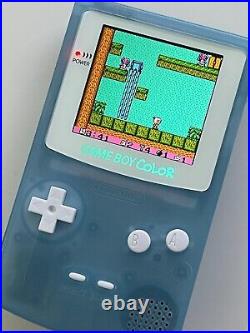 Gameboy Colour with Backlit IPS Screen Mod Custom Baby Blue Shell Q5 Retro Pixel