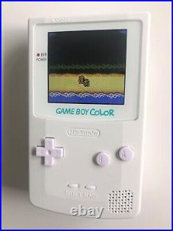 Gameboy Colour with Backlit IPS Screen Mod Custom White Shell Q5 Retro Pixel