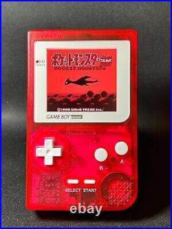 Gameboy Pocket with FunnyPlaying Retro Pixel IPS Backlight LCD (Clear Rose Red)