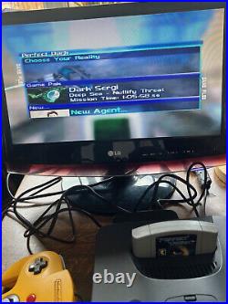 N64 console, 2 controllers, 4MB expansion pack, Perfect Dark-Retro Games Station