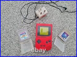 NINTENDO ORIGINAL GAME BOY RED RETRO VINTAGE GENUINE WITH Tetris & super mario