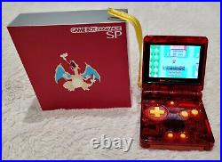 Nintendo Game Boy Advance SP Charizard Pokemon Boxed IPS Retro Handheld Console