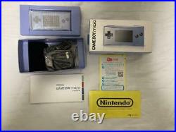 Nintendo GameBoy Micro Blue Japan retro video game console with Box