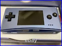 Nintendo GameBoy Micro Blue Japan retro video game console with Box
