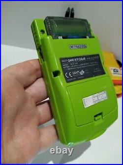 Nintendo Gameboy Color Lime Green Handheld System Bundle + Games + Retro Case