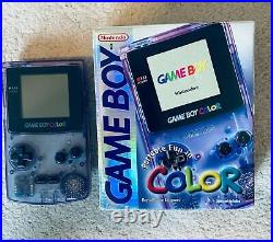 Nintendo Gameboy Color Video Game RARE Retro Console Clear Purple Boxed Tested