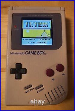 Nintendo Gameboy DMG with retro pixel funny playing IPS screen