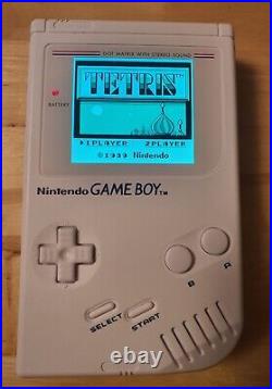 Nintendo Gameboy DMG with retro pixel funny playing IPS screen White
