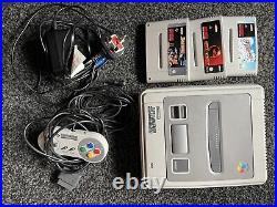 Nintendo SNES Super Nintendo Console Bundle With 3 Games Tested Working Retro