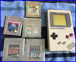 Original Nintendo Game Boy Handheld Console DMG-01 1989 Retro Charger & 5 Games