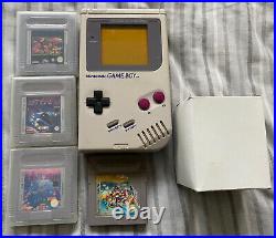 Original Nintendo Game Boy Handheld Console DMG-01 1989 Retro Charger & 5 Games