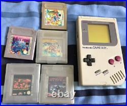 Original Nintendo Game Boy Handheld Console DMG-01 1989 Retro Charger & 5 Games