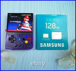 PockectBOY r33S Retro Handheld Gaming Consoles Translucent Blue + Carry Case