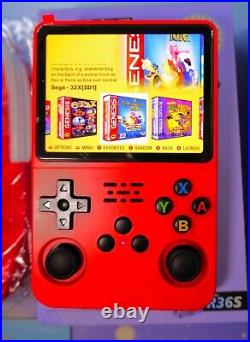 R36S 128GB Retro Handheld Game Console RED + Case & WIFI dongle