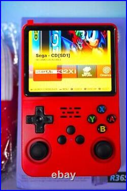 R36S 128GB Retro Handheld Game Console RED + Case & WIFI dongle