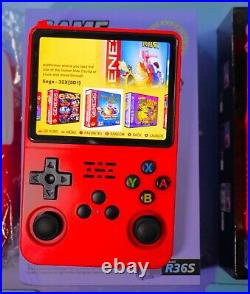 R36S 128GB Retro Handheld Game Console RED + Case & WIFI dongle