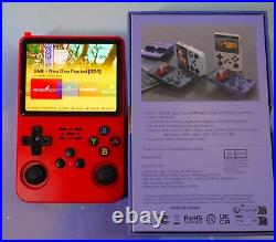 R36S 128GB Retro Handheld Game Console RED + Case & WIFI dongle