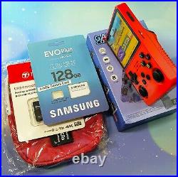 R36S 128GB Retro Handheld Game Console RED + Case & WIFI dongle