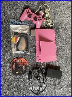 Retro Sony PlayStation 2 PS2 Slim Pink Game Console Pink 1 Controller Tested