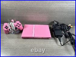 Retro Sony PlayStation 2 PS2 Slim Pink Game Console Pink 1 Controller, Tested