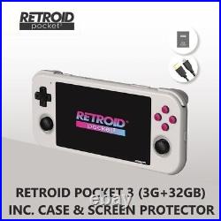 Retroid Pocket 3 (3g + 32gb) Handheld Game Station Console (inc. Case + Film)
