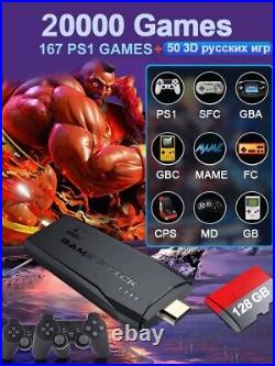 Video Game Console TV HD Game Stick 4K 128 GB 20000 Retro Games For PS1/GBA/Dend
